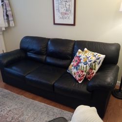 Black, False Leather Couch
