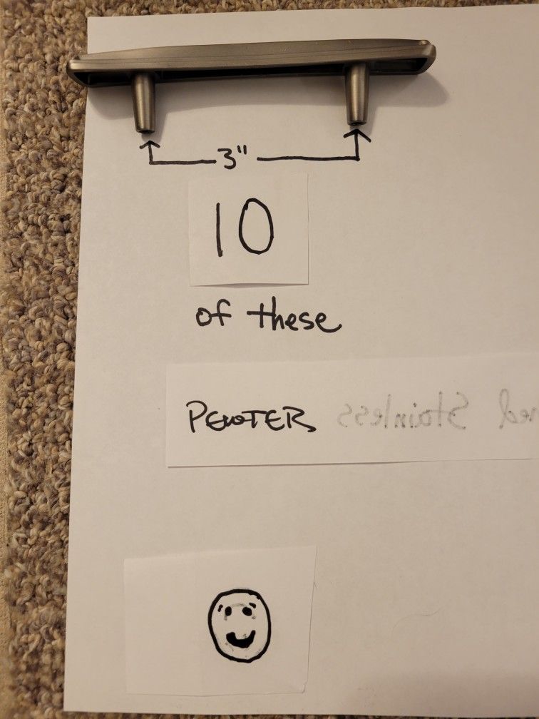 10 Pewter cabinet & drawer Maltese pulls - 3 inch