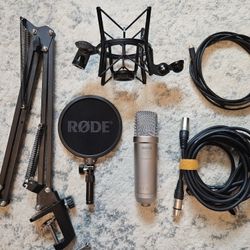 RODE NT1 5th Gen Condenser Mic, Mount, Filter, Arm, And Cables