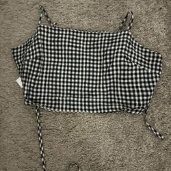 Stylish Black and White Checkered Women's Top