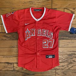 $45 youth Red Los Angeles Angels Mike Trout Fully Stitched Jersey