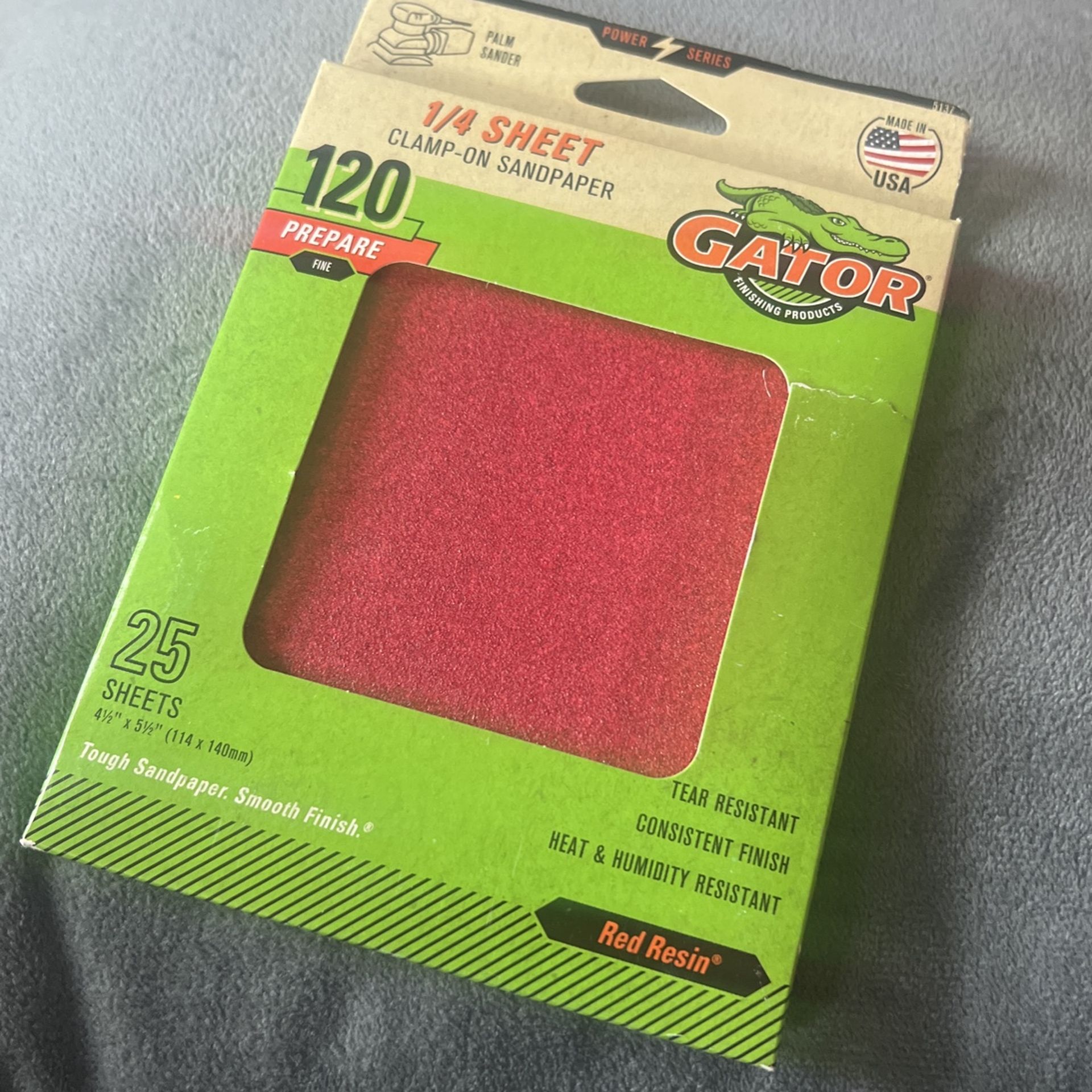 Gator 4 1/2” X 5 1/2” Sanding Sheets, 120 Grit, 25 Pack