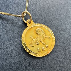 14k solid yellow gold Gemini Zodiac Leo Pendant charm