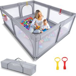 Baby Playpen, Sailnovo Large Playard Portable Indoor Outdoor Kids Activity Center, Packable Infant Safety Gates with Breathable Mesh, Sturdy Play Yard