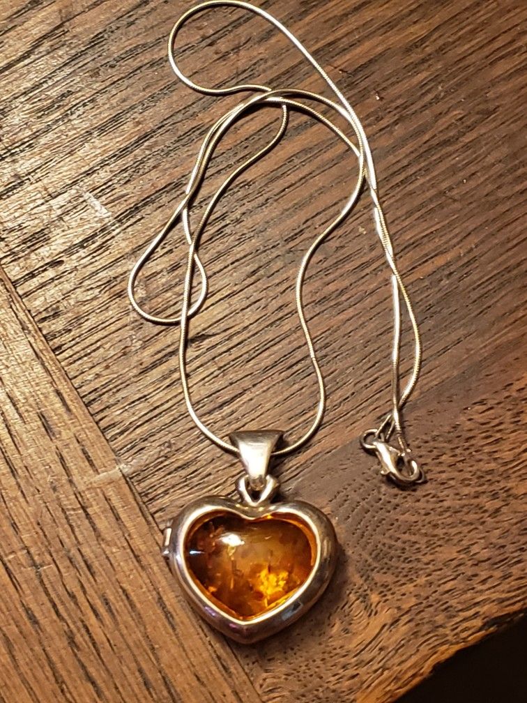 Sterling Amber Locket