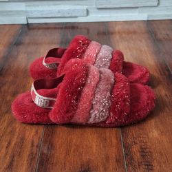 UGG Fluff Yeah Metallic Sparkle Multi Youth/Kids SLIPPERS Model 1125952K size 6