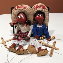 NWOT Lovely Couple of Mexican Dancing String Controlled Marionettes, 14” tall Thumbnail