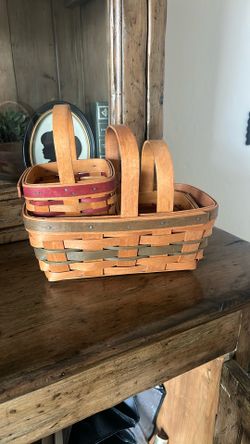 Longerberger Antique Vintage Baskets Set Of 3 