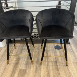Duclos Swivel Velvet Barstools, Set of 2