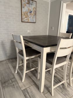 Counter Height Table with Four Chairs and Long Barstool