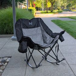 Oversized Rocking Camping Chair  with Side Pocket, Cup Holder & Carry Bag