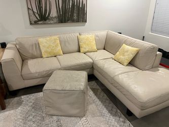 Beige leather couch