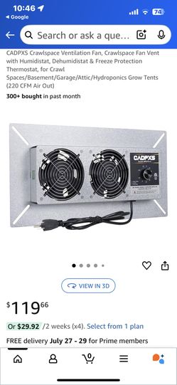 CADPXS Crawlspace Ventilation Fan, Crawlspace Fan Vent with Humidistat, Dehumidistat & Freeze Protection Thermostat, for Craw