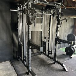 PRO SERIES Ultimate 3-1 Half Rack Functional Trainer w/Smith Machine Bar | 400lb Stack | Gym Equipment | Fitness | Commercial | Squat Rack 
