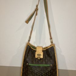 LOUIS VUITTON Monogram Perforated Musette Shoulder Bag Purse Green Vintage 