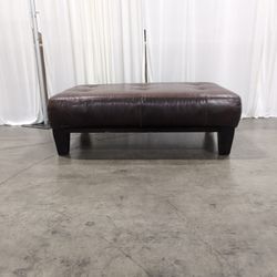 Pottery Barn Brown Leather Button-Tufted Cocktail Ottoman