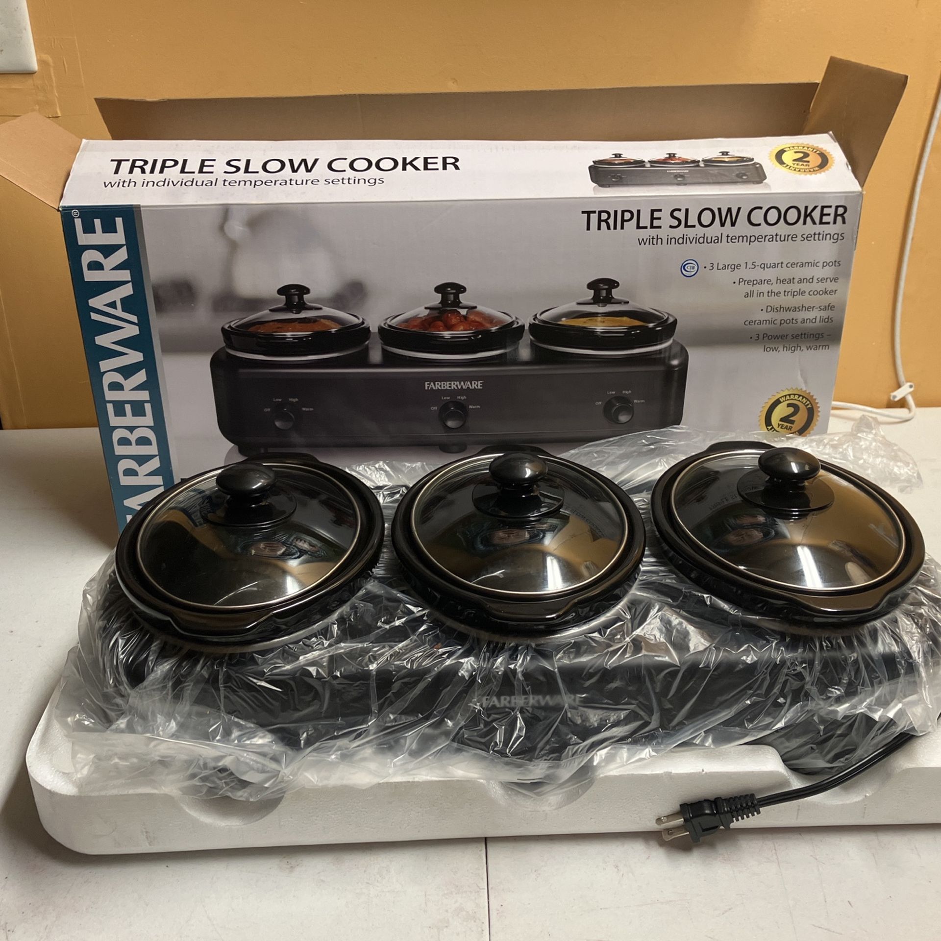 Farberware Triple Slow Cooker New In Box