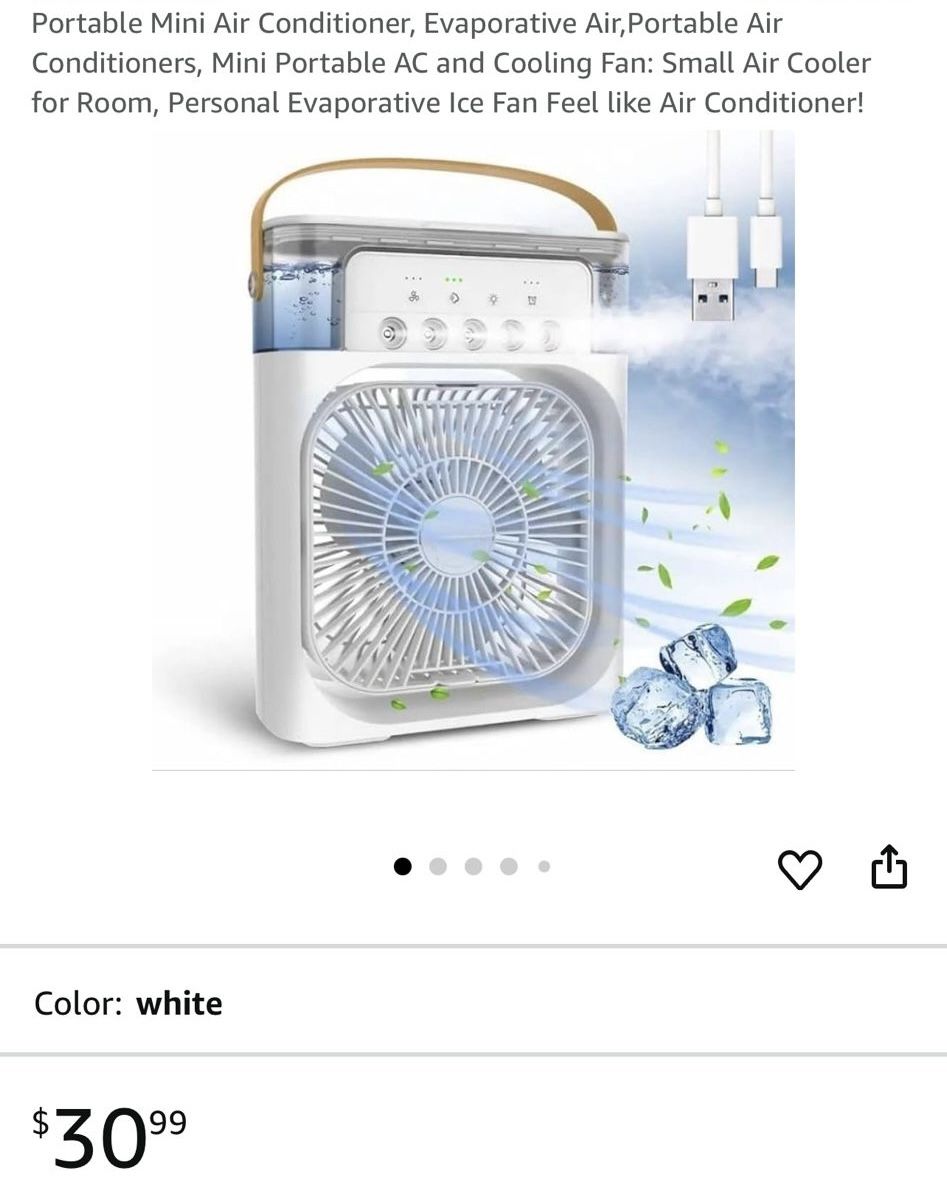 Portable Mini Air Conditioner, Evaporative Air, Portable Air Conditioners, Mini Portable AC and Cooling Fan: Small Air Cooler for Room, Personal Evapo