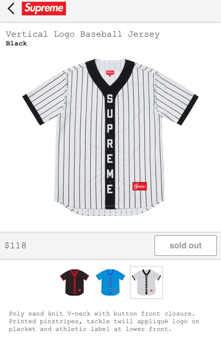 Supreme Vertical Logo Baseball Jersey M for Sale in Orlando, FL - OfferUp