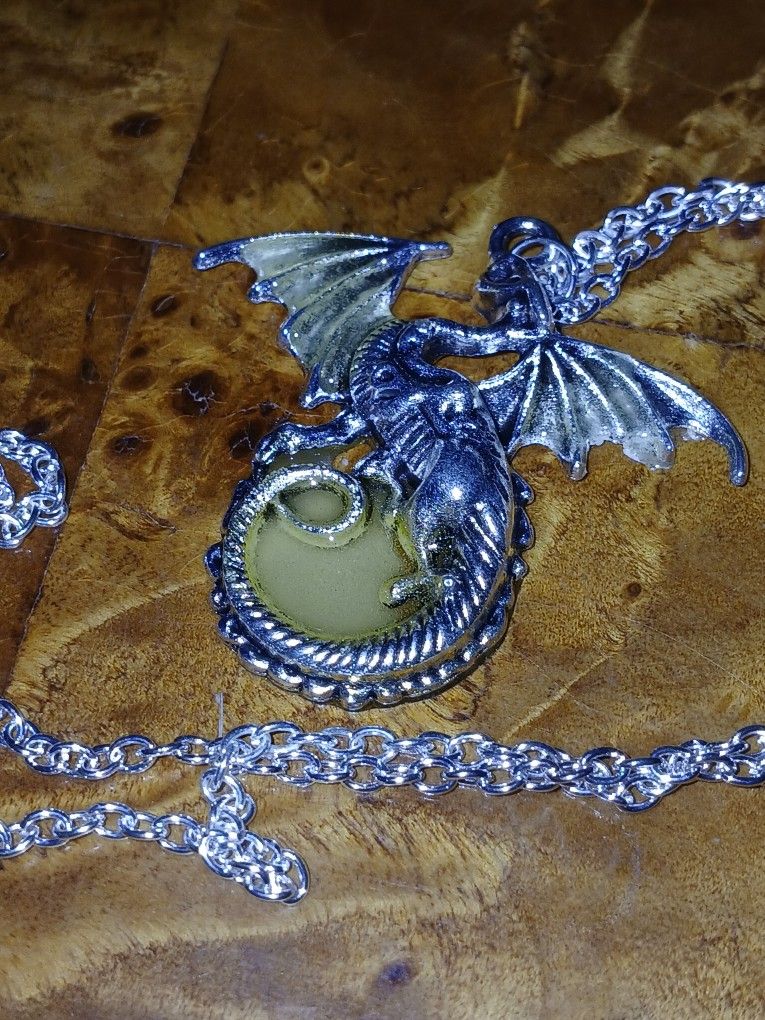 Silver Necklace W/dragon Charm
