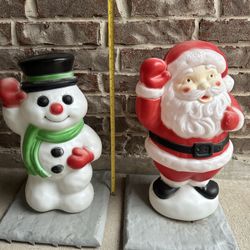 Vintage Blow Mold Santa And Snowman ☃️ $15 Each 