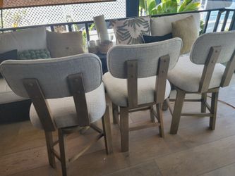 Set of 3 off white  Upholstered Counter Stools