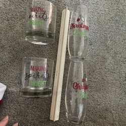 Christmas Wine Glasses And Miscellaneous 
