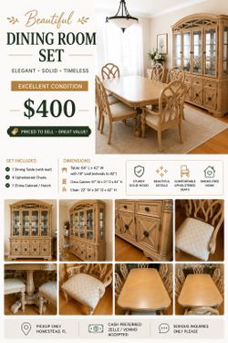 Moving Sale! Elegant Dining Room Set Complete Set – $400