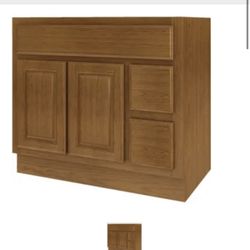 Seasons® Bath Vanity Base Cabinet, 36w X 34-1/2h X 21d, Caramel Finish