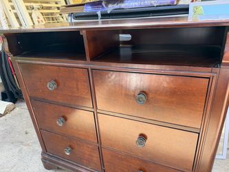 Dark Wood 3 shelve Dresser with Open Shelf