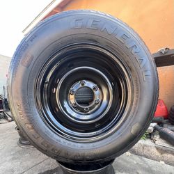 1 GOOD USED RIM & TIRE For Spare TOYOTA TUNDRA 17X7 1/2  6X5.5  P245/70R17 GENERAL TIRE $35 PICKUP ONLY 