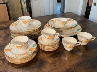 MCM Hollywood California 28 Piece Dish Set Poppy Blossom Poppies Lot