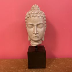 Serene Buddha Bust On Stand 