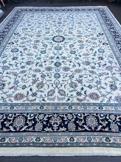 11.2 x 15.10 Indo - Kashan handmade wool pile and cotton foundation.