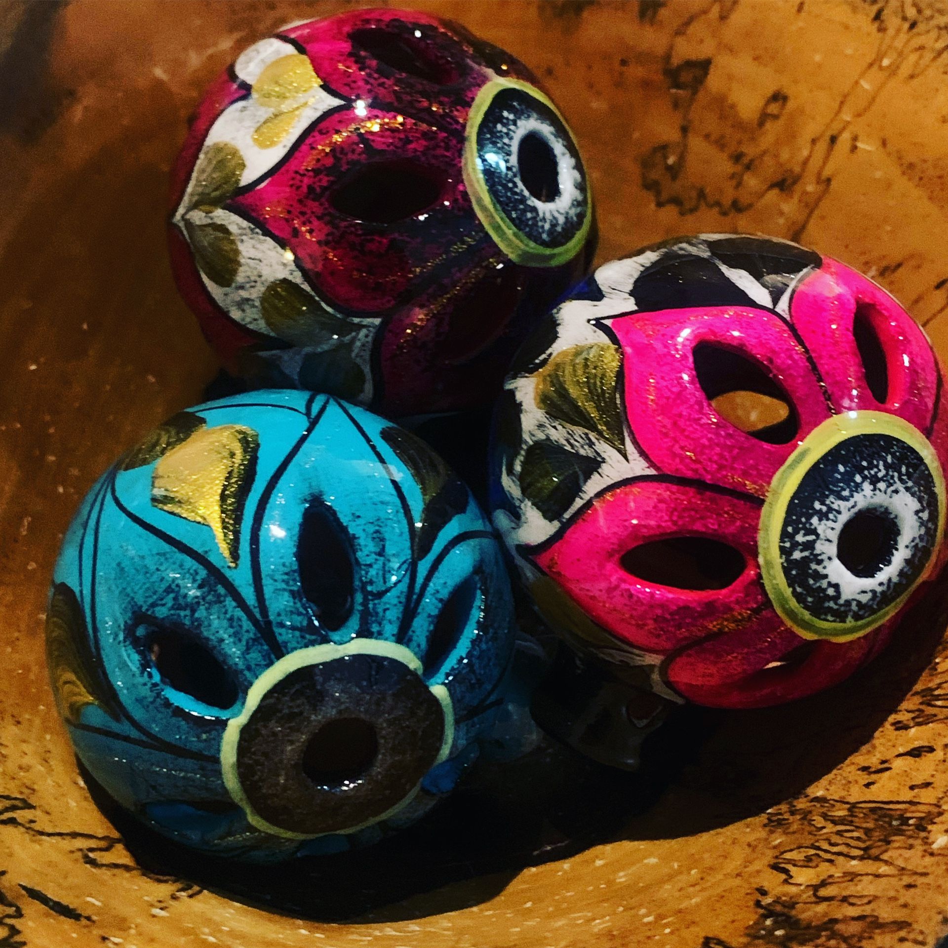 White Christmas Elegant Hand Painted Talavera Spheres