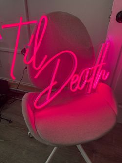 Til Death hot pink neon sign for weddings and parties