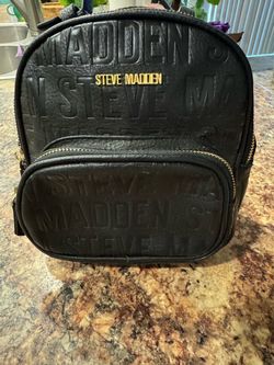 Steve Madden Mini Backpack Black Embossed Logo