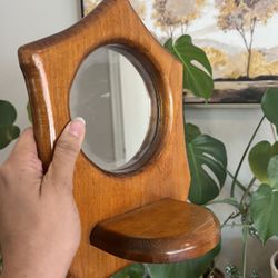 Vintage Antique Wood Wall Accent Mirror 