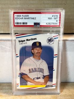 1988 Fleer Edgar Martinez Rookie Card PSA 8 Seattle Mariners HOF Slabbed Vintage