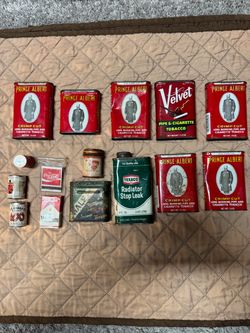 Vintage Tobacciana & Advertising Lot - Prince Albert, Velvet, Full Texaco Can, & Mini Matchbox Novelties