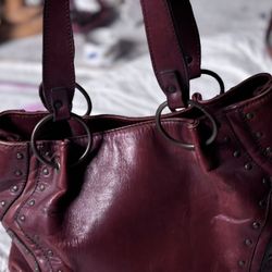 Red Leather Shoulder Bag  