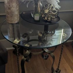 Stylish Gold/Brass  Table With Glass Top 