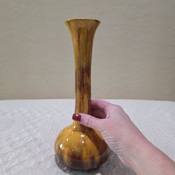 Vintage Harvest Gold Drip Glaze TALL NECK VASE Blue Mountain Pottery Canada 11"