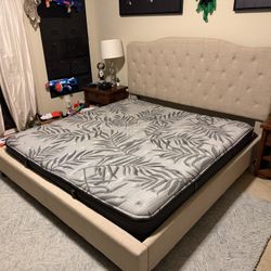King Bed Frame Plus Sealy Mattress — Excellent Condition