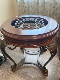 Glass top round dining table
