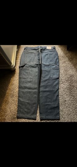 vintage y2k baggy wide leg carpenter raw denim charcoal black knobetta jeans 