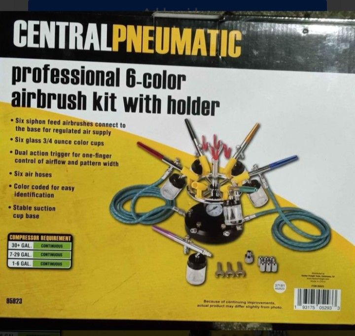 Central Pneumatic Professional 6-Color Airbrush Kits 