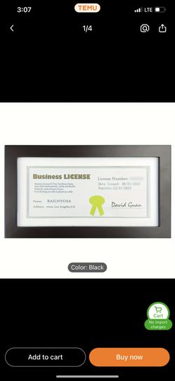 Business License Frame