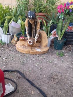 Native American Pottery Figure Garden Statue