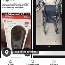 Lasko Heater 20.00 Each Or 35.00 For 2 Heaters Have 4 Heaters